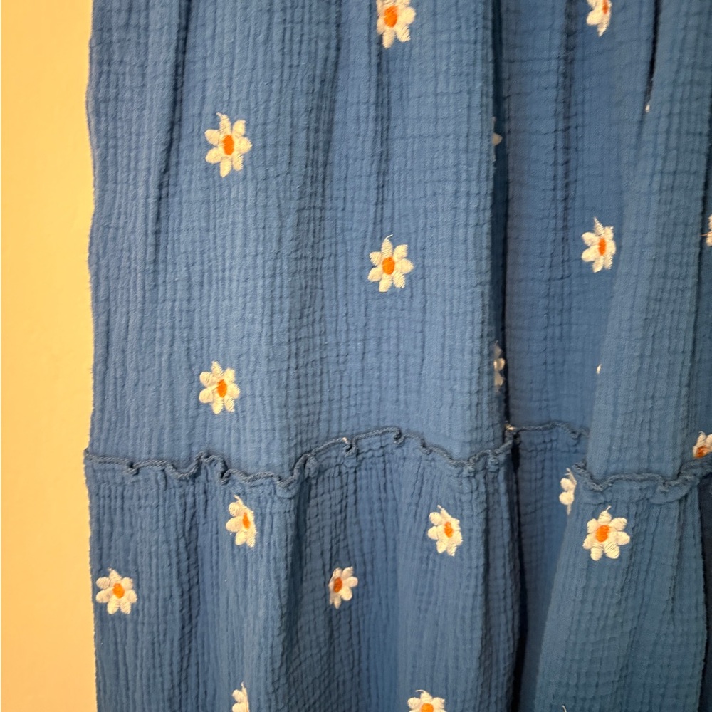 Blue Floral Maxi Dress with Smocked Bodice - Picture 6 of 6